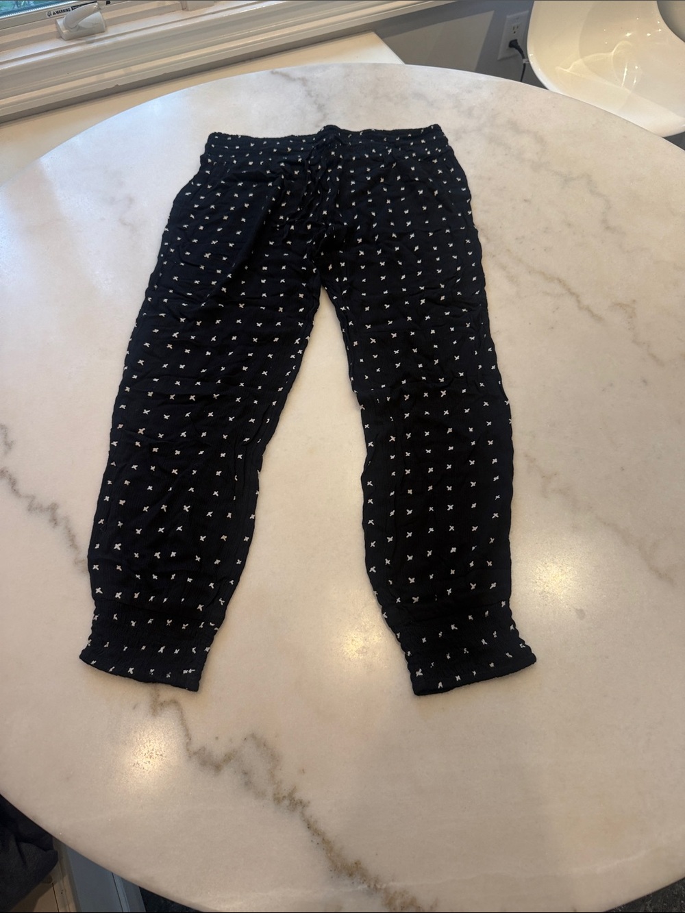 Black Women's Jogger Pants with Mini White Print